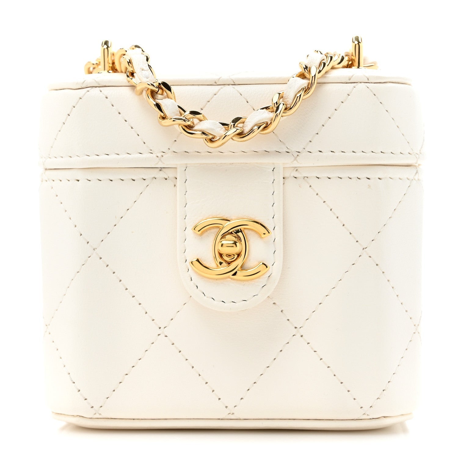 Chanel Lambskin Quilted Vanity Clutch With Chain White 1 of 7