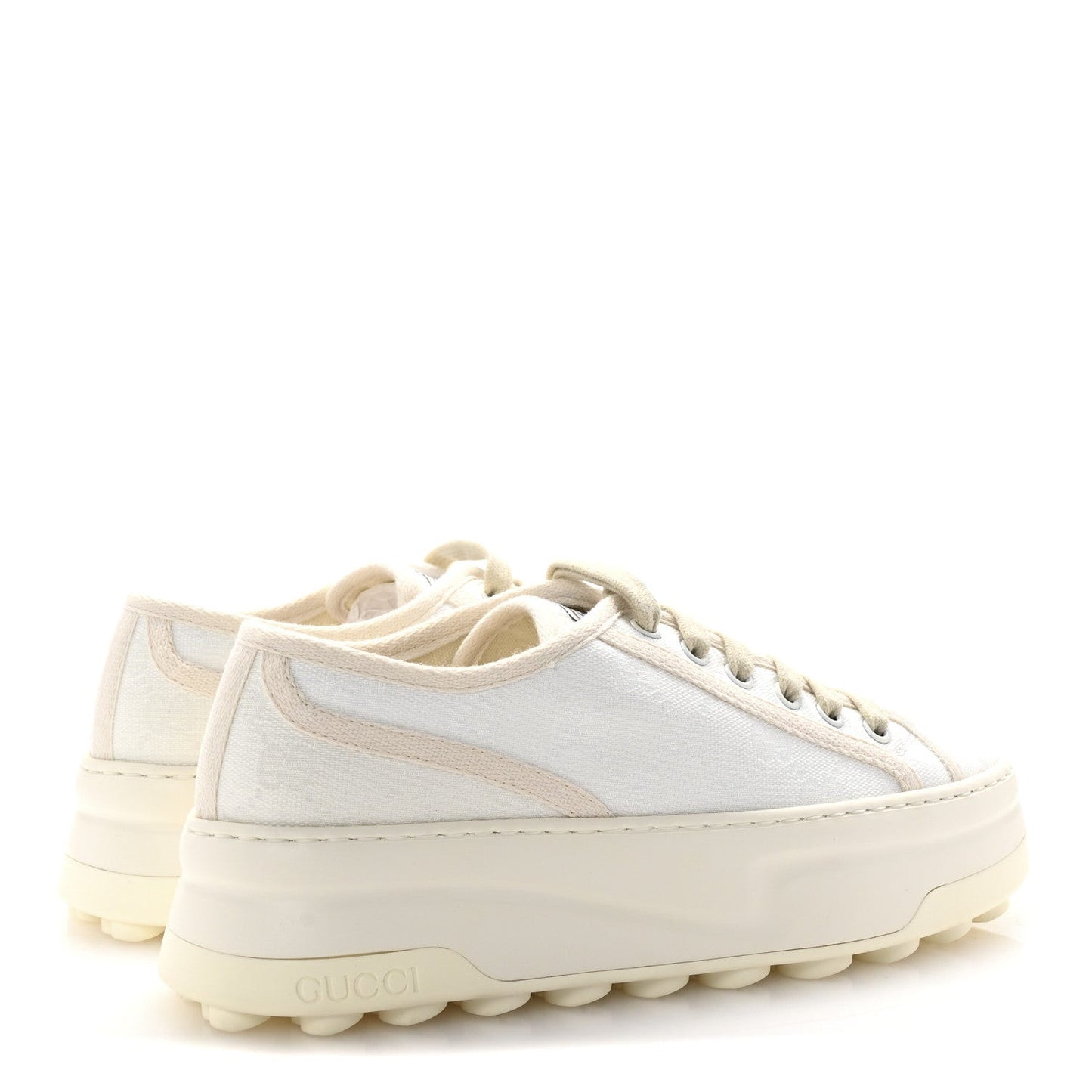 GG Monogram Womens 1977 Tennis Platform 52mm Sneakers 37 Great White Mystic White