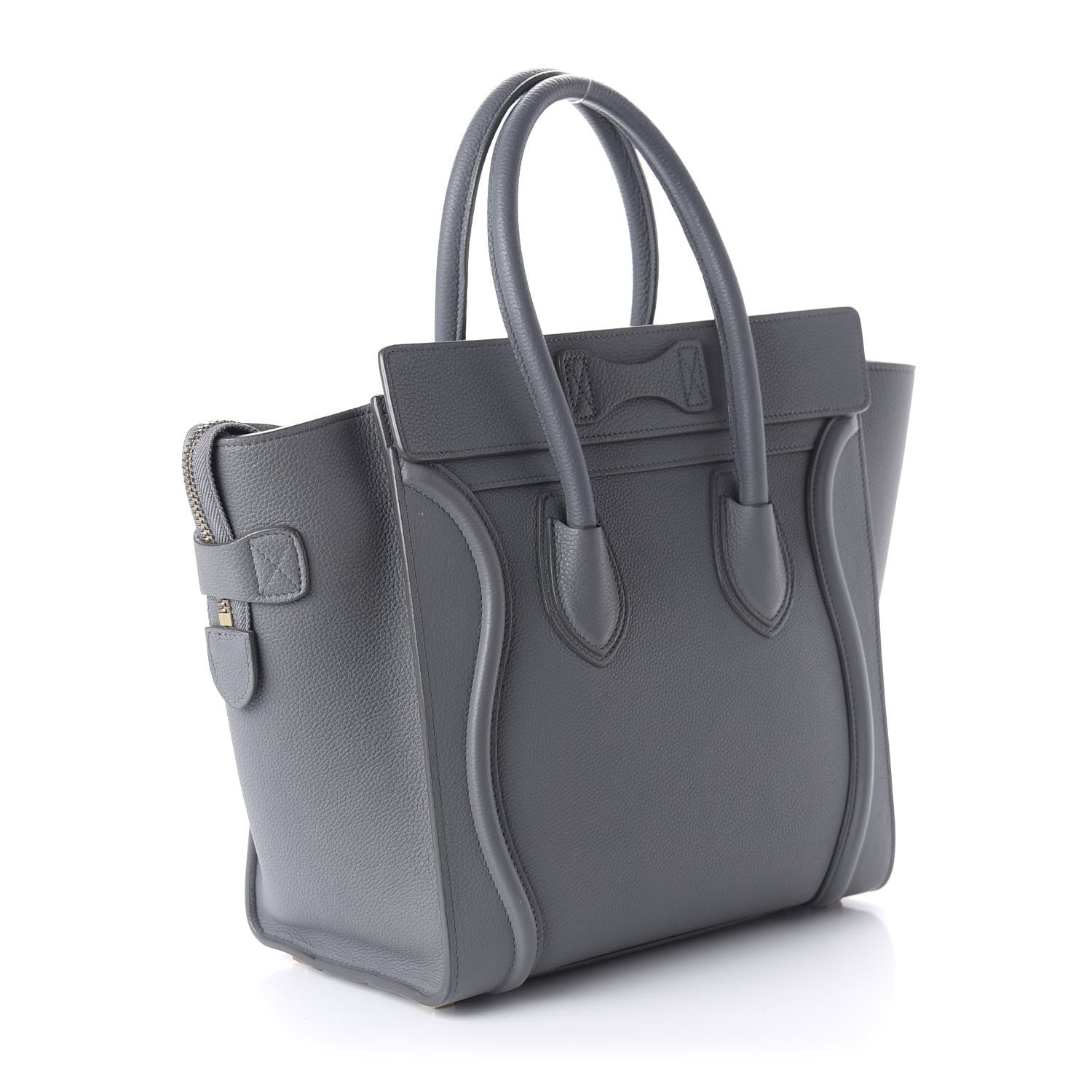 Celine Drummed Calfskin Micro Luggage Kohl 3 of 10