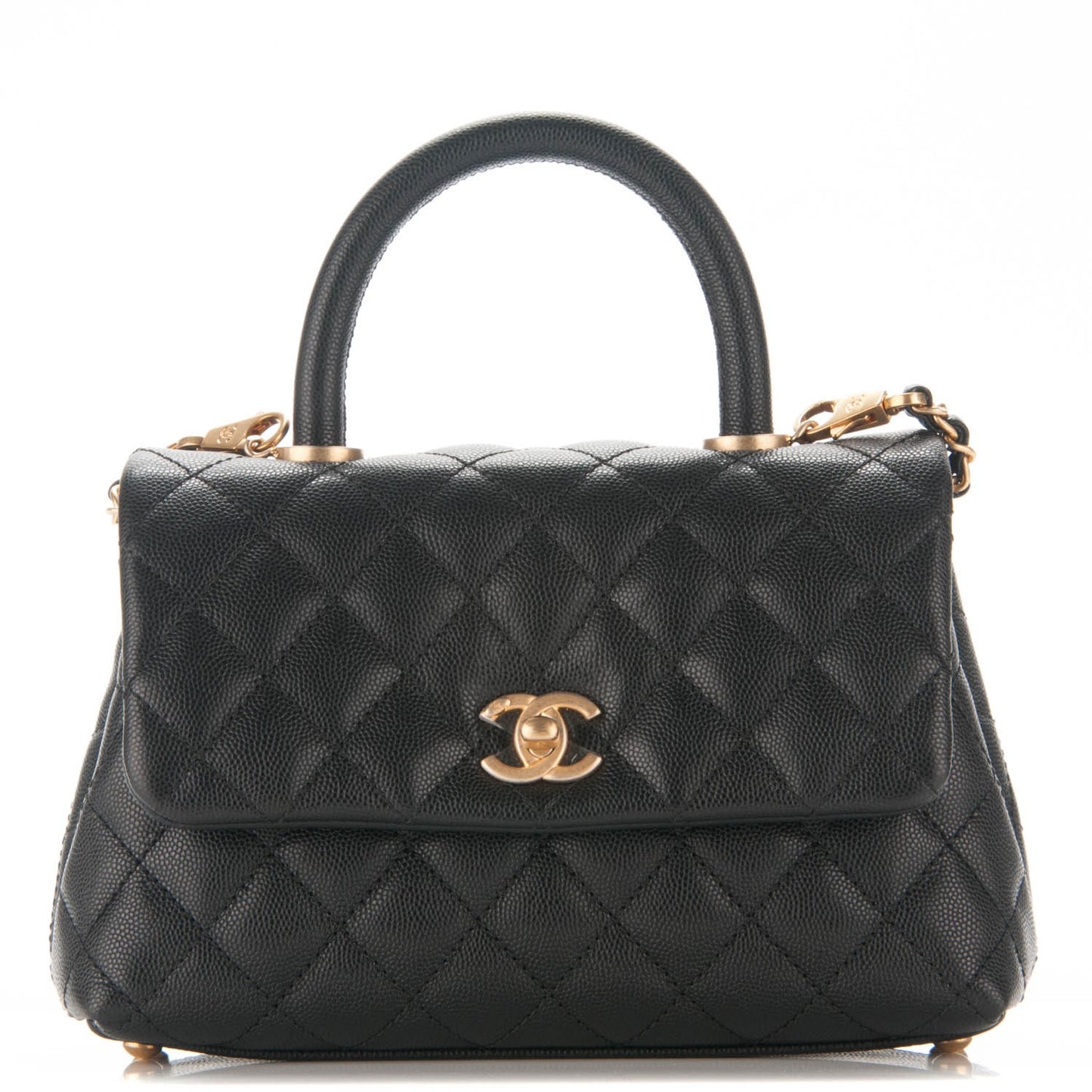 Caviar Quilted Mini Coco Handle Flap Black