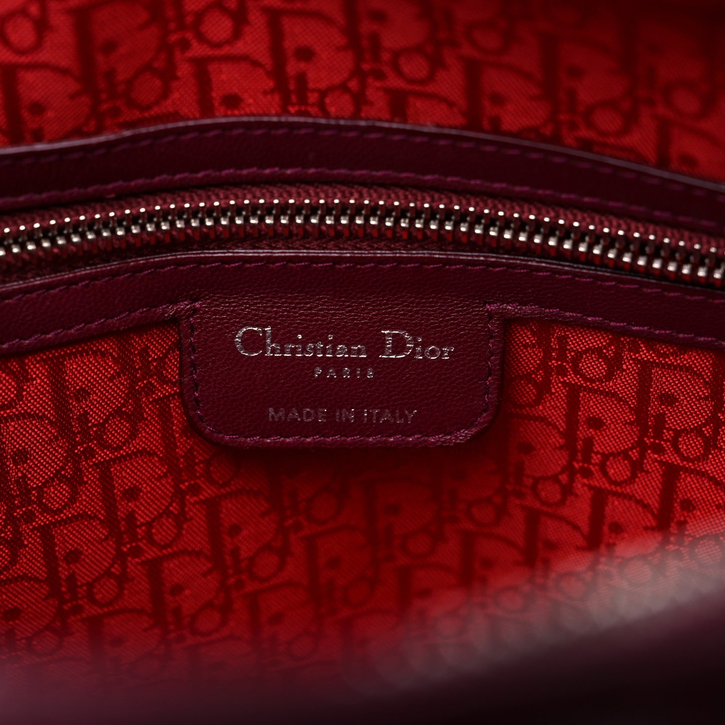 Lambskin Cannage Large Lady Dior Burgundy