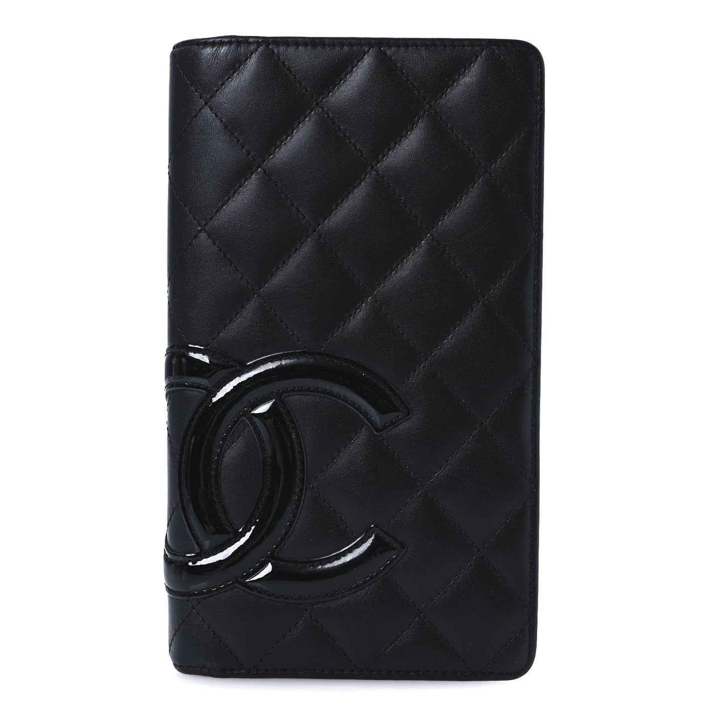 Calfskin Quilted Cambon Yen Wallet Black