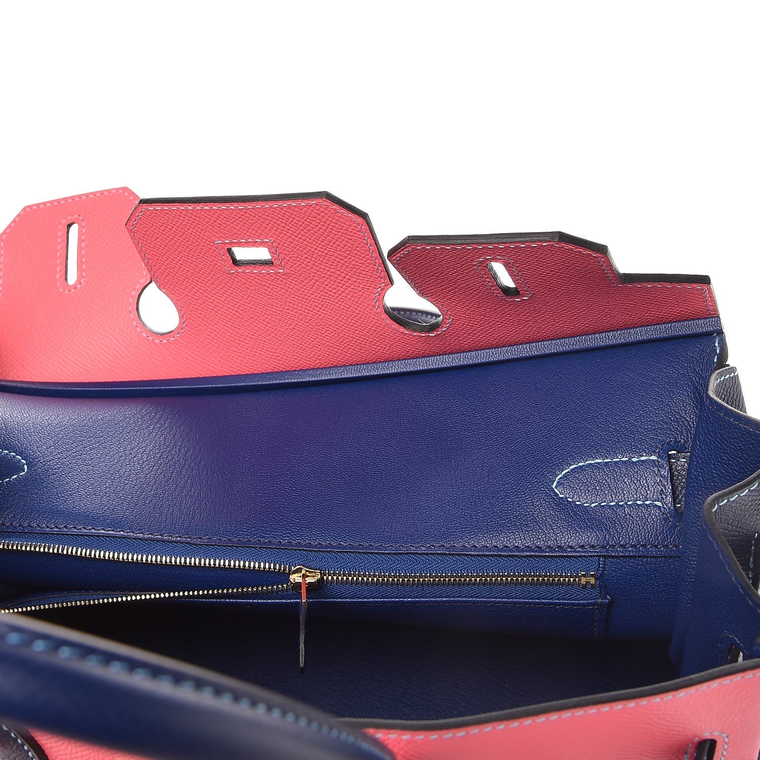 Hermes Epsom Horseshoe Birkin 30 Rose Azalee Bleu Saphir 21 of 32