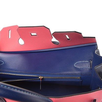 Hermes Epsom Horseshoe Birkin 30 Rose Azalee Bleu Saphir 21 of 32