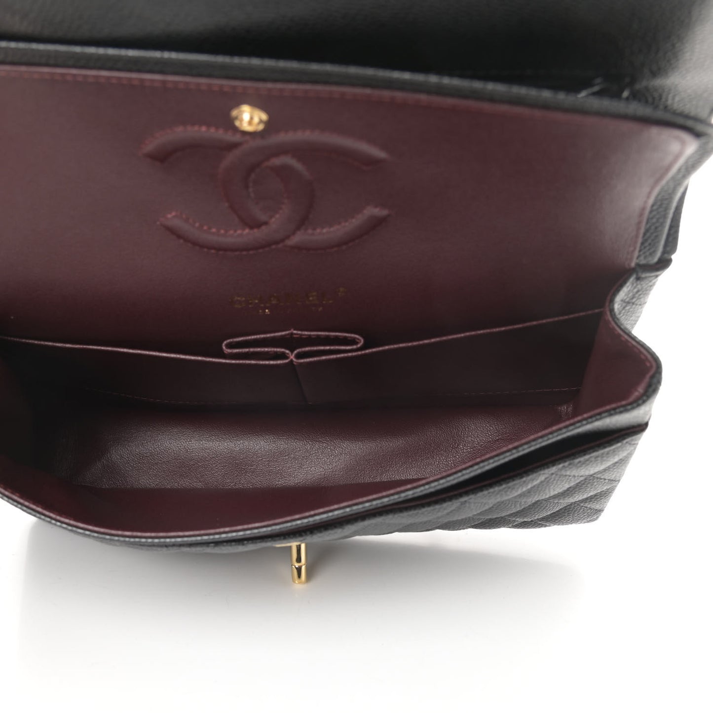 Caviar Quilted Medium Double Flap Black