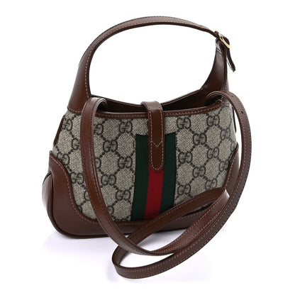 Gucci GG Supreme Monogram Azalea Calfskin Web Mini Jackie 1961 Hobo Beige Ebony Brown Sugar 2 of 8