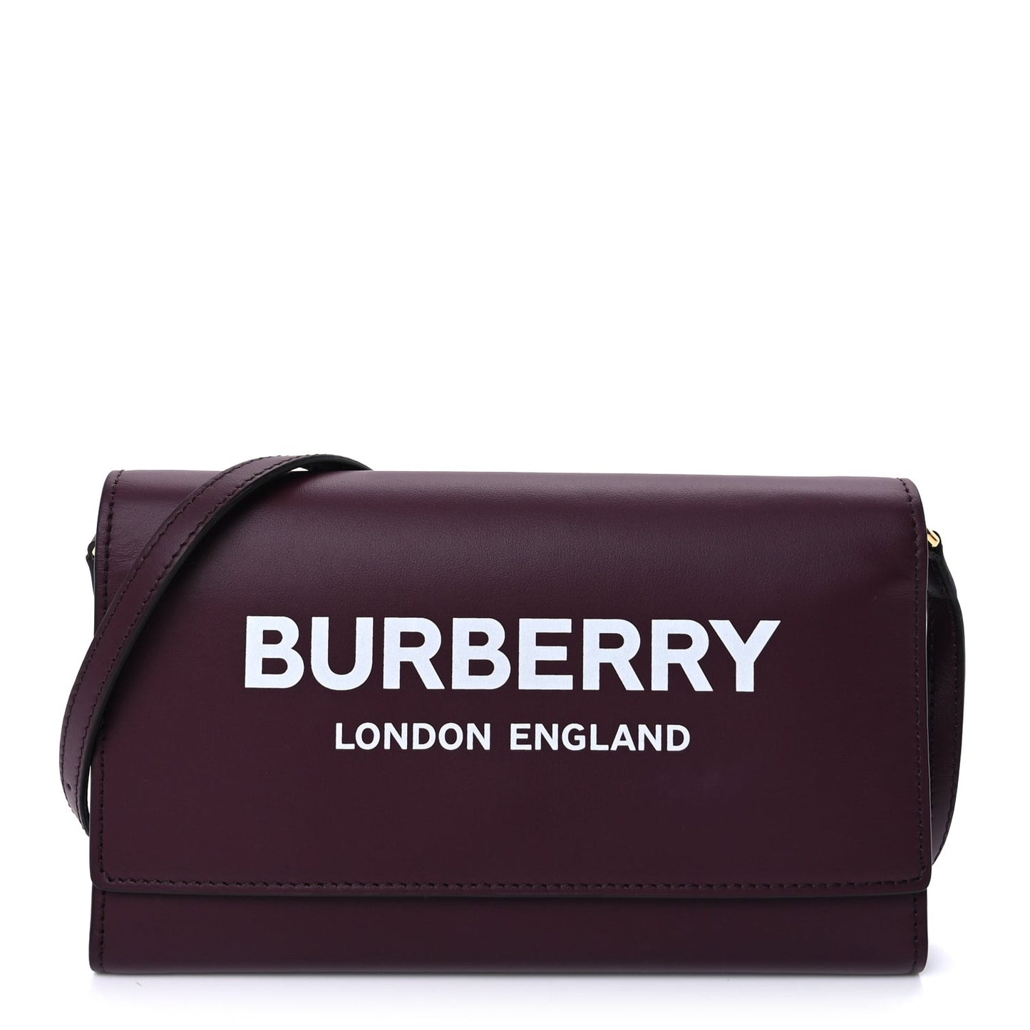 Calfskin Logo Hazelmere Wallet With Detachable Strap  Mahogany Red
