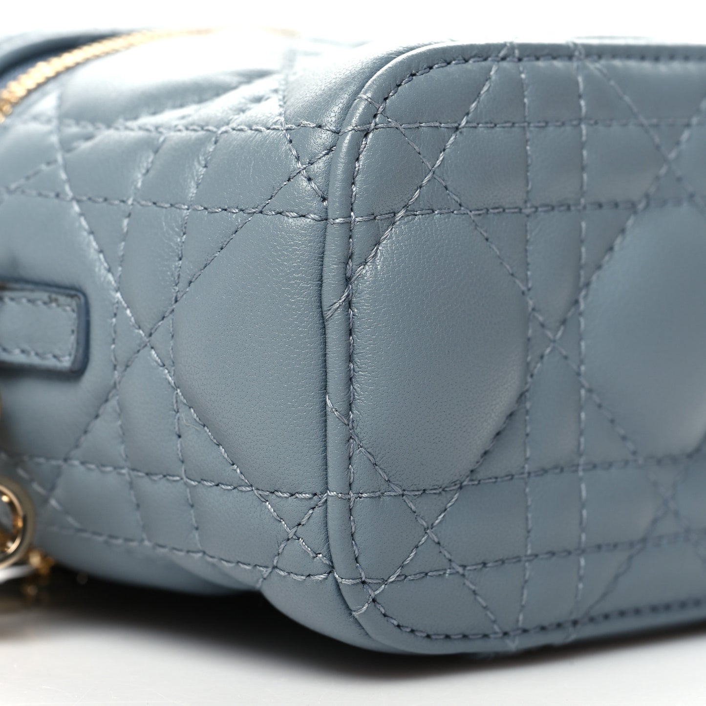 Lambskin Cannage Micro Lady Dior Vanity Case Blue