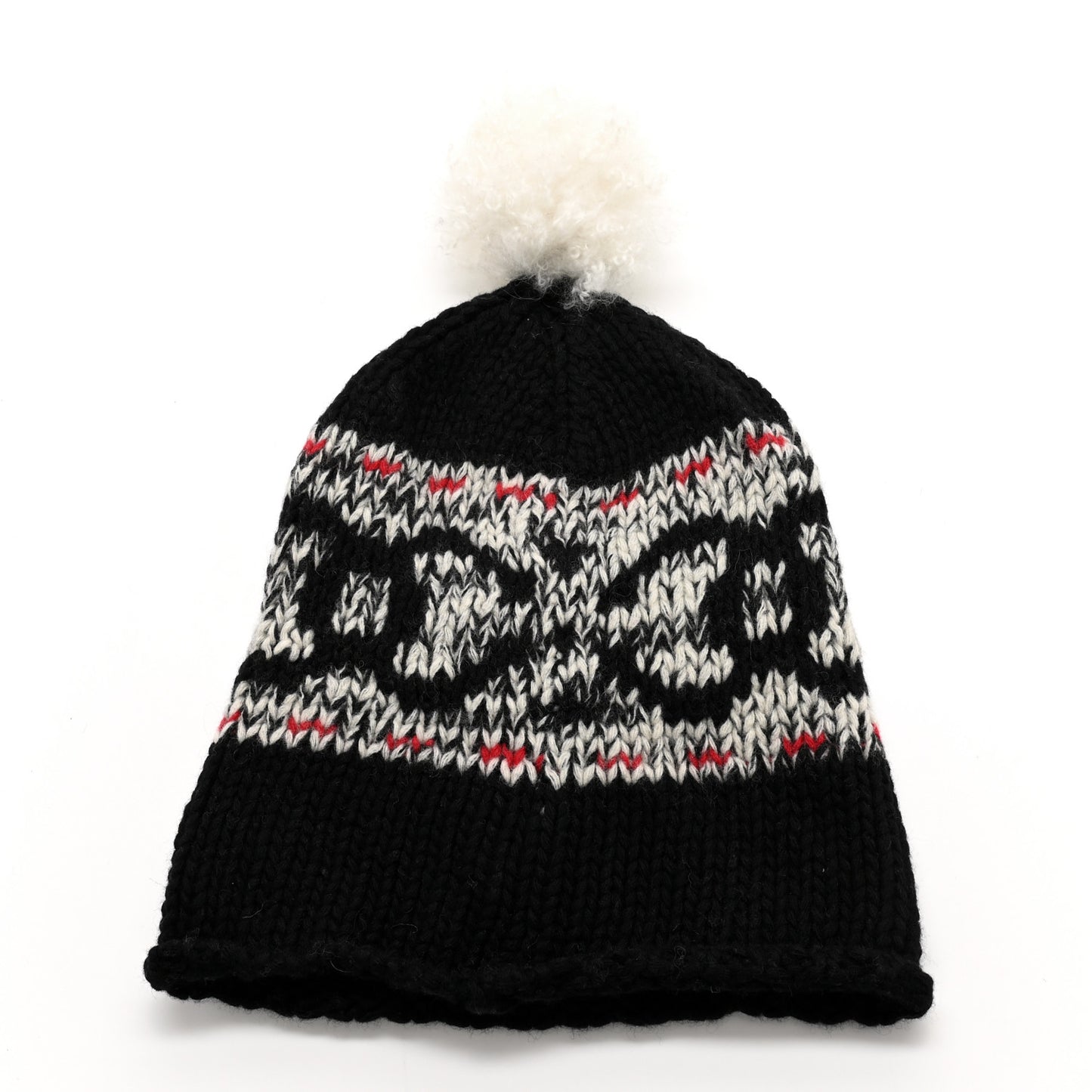 Wool Shearling CC Beanie Hat Black Multicolor