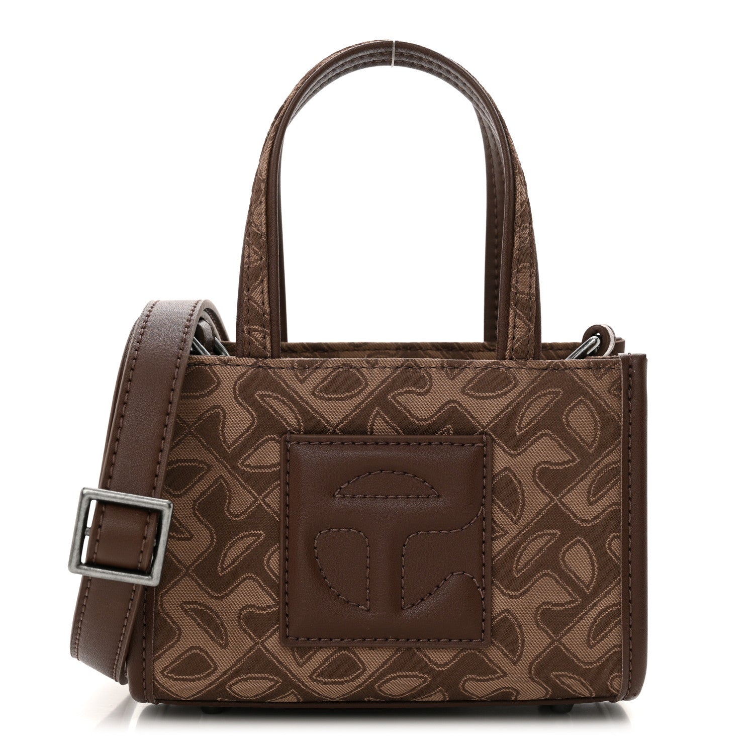 Telfar Monogram Jacquard Small Shopping Bag Chocolate 1 of 10