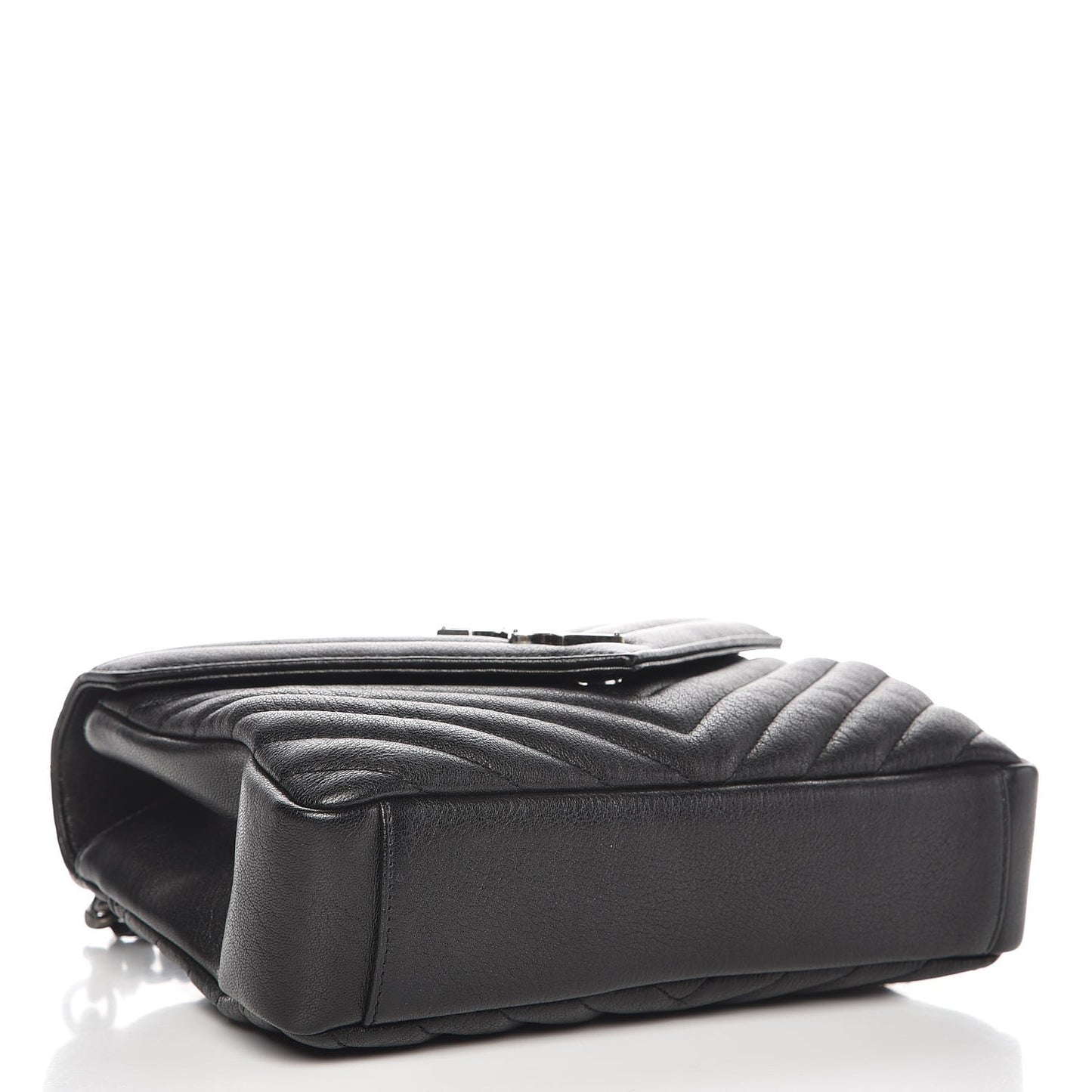 Sheepskin Matelasse Chevron Monogram Medium College Bag Black