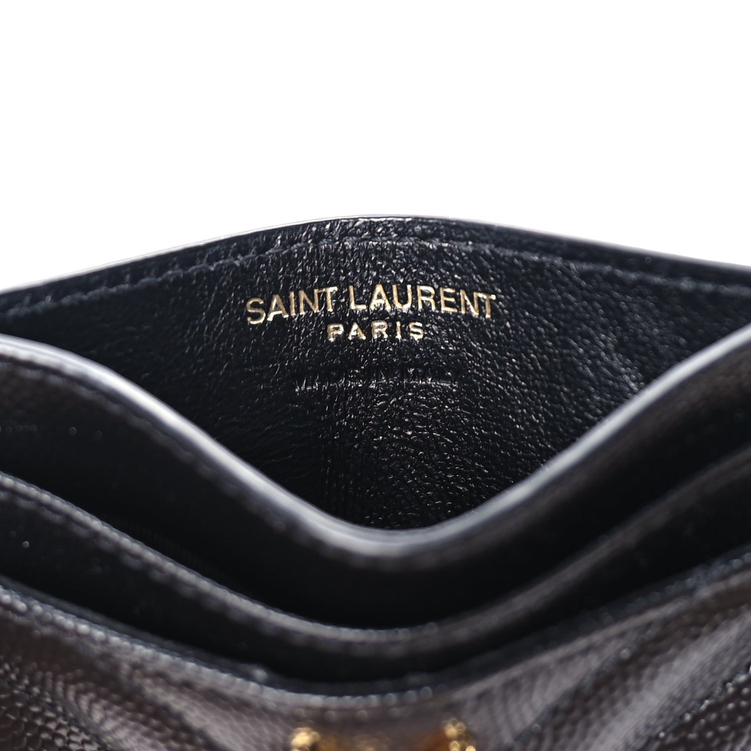 Saint Laurent Grain De Poudre Matelasse Chevron Cassandre Credit Card Case Black 7 of 7