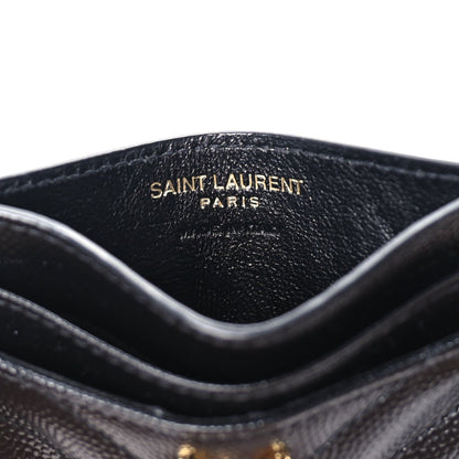 Saint Laurent Grain De Poudre Matelasse Chevron Cassandre Credit Card Case Black 7 of 7