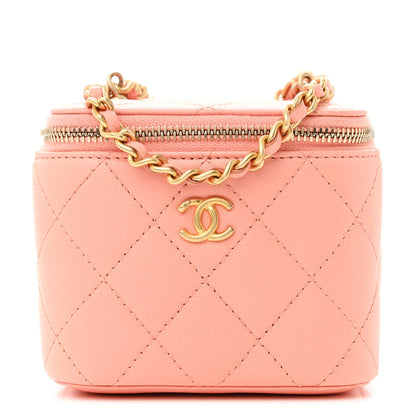 Chanel Lambskin Quilted Pearl Crush Mini Vanity Case With Chain Coral 1 of 12