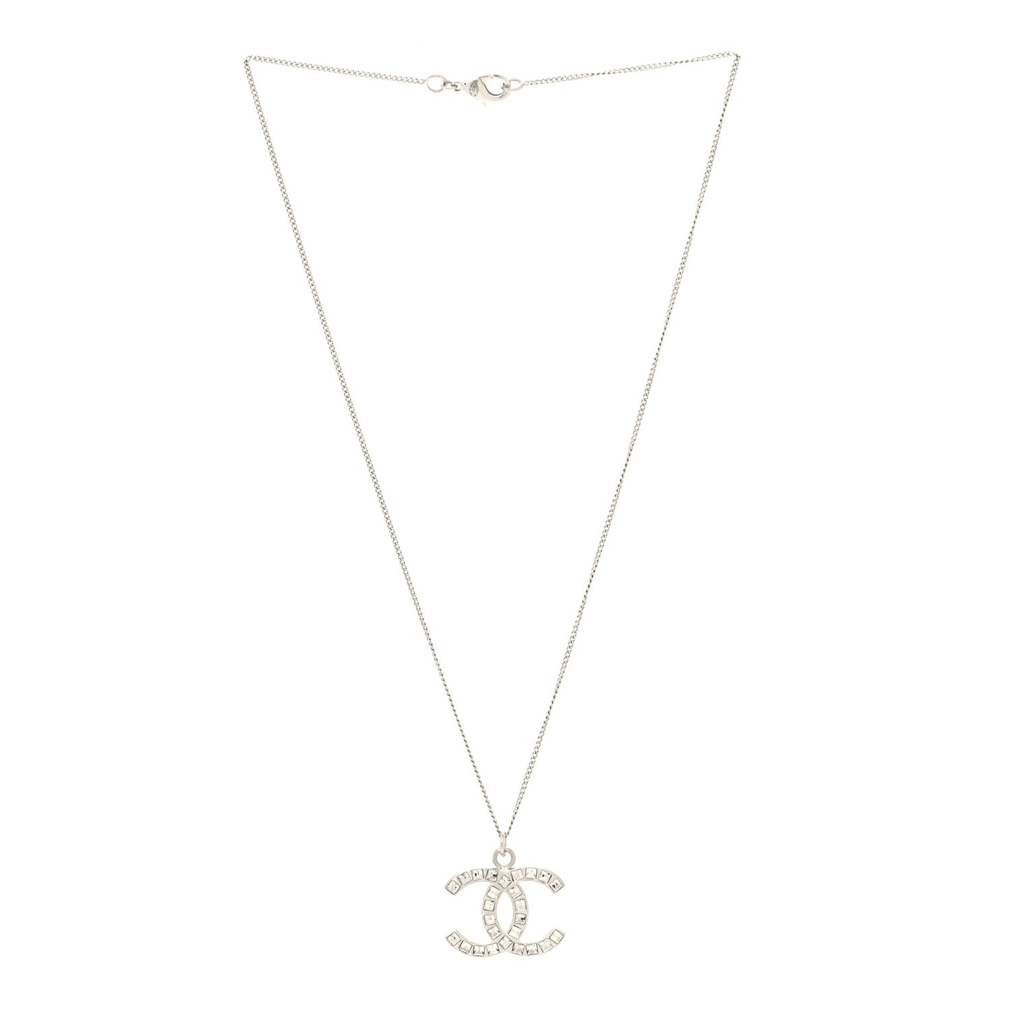 Crystal CC Pendant Necklace Silver