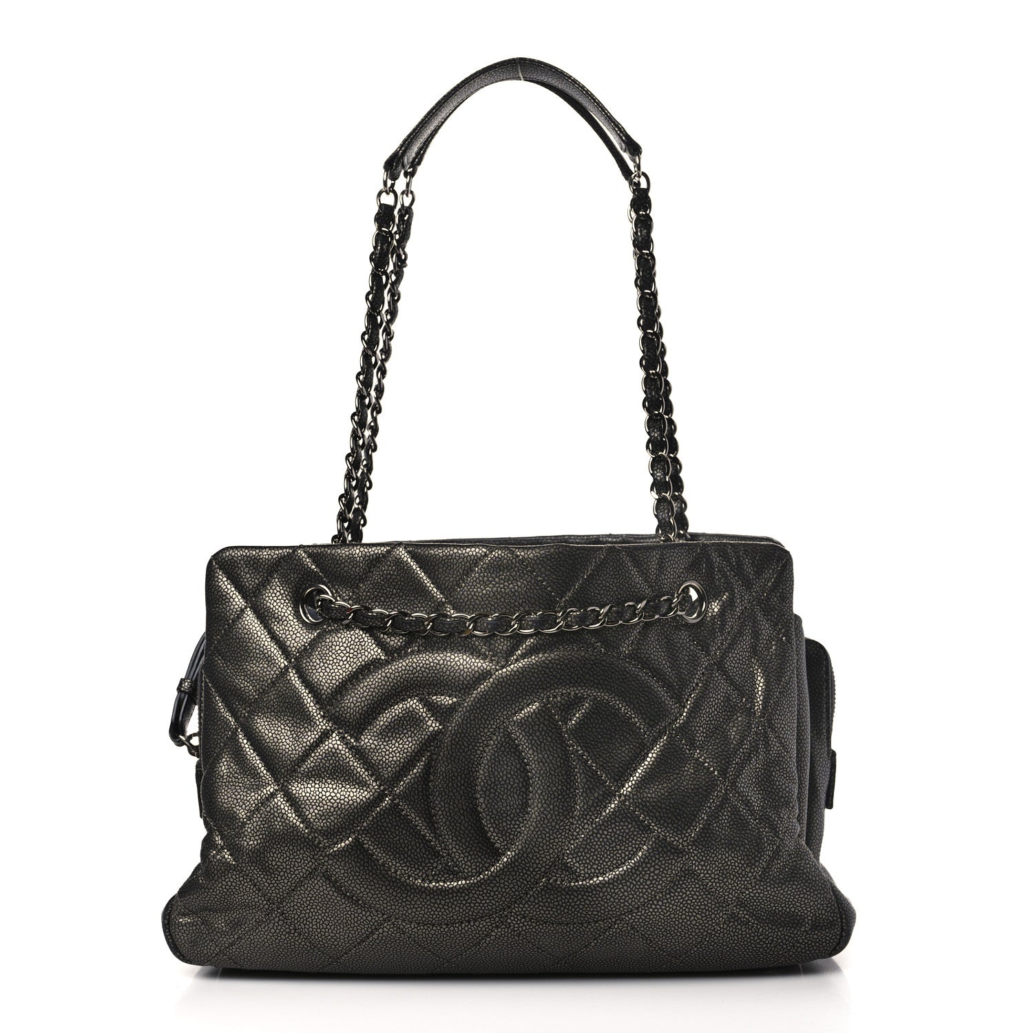 Chanel Metallic Caviar Quilted CC Tote Dark Silver 1 of 10