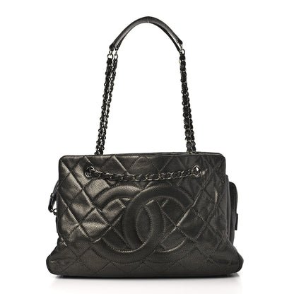 Chanel Metallic Caviar Quilted CC Tote Dark Silver 1 of 10