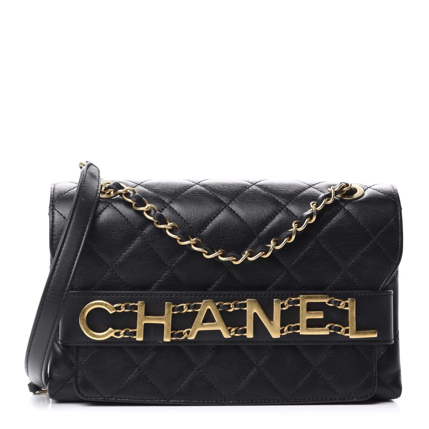 Chanel Calfskin Quilted Enchained Flap Black 1 of 12