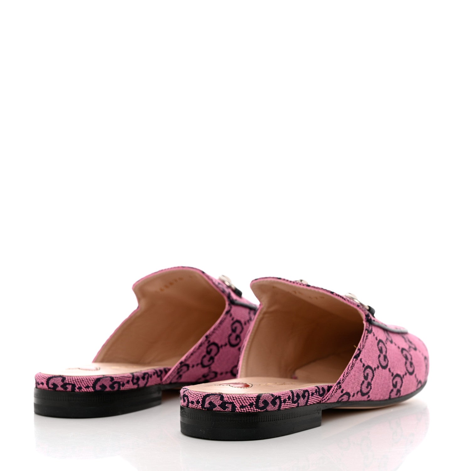 Gucci Canvas GG Monogram Horsebit Womens Princetown Slippers 37.5 Pink Blue 4 of 11