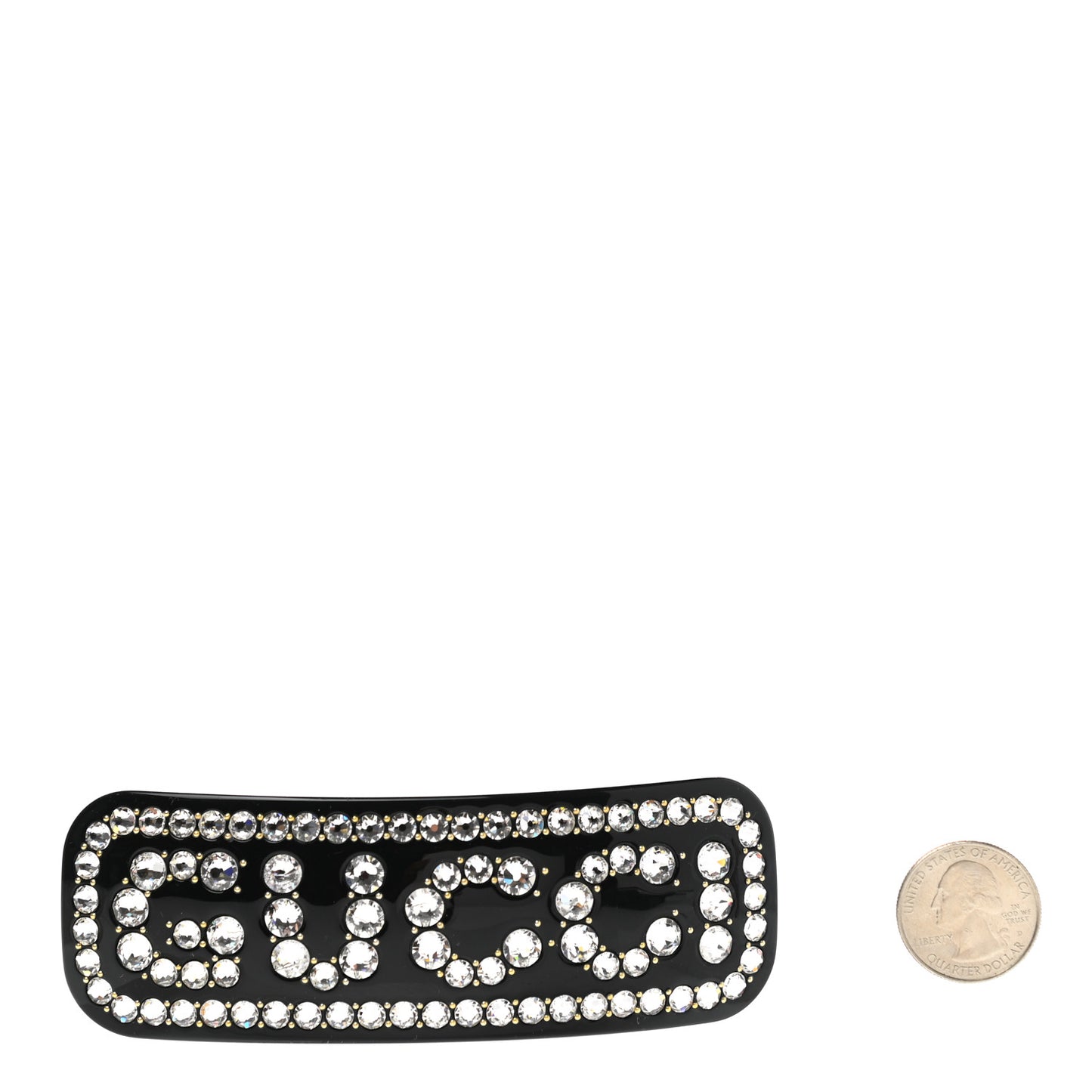 Resin Crystal Single Hair Barrette Black