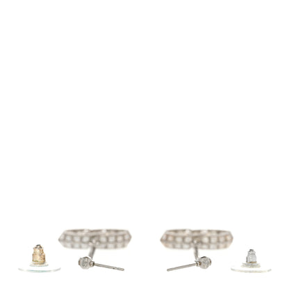 Chanel Baguette Crystal CC Drop Earrings Silver 3 of 5