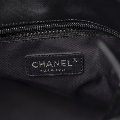 Chanel Coated Canvas Quilted Small Paris Biarritz Tote Black 5 of 9