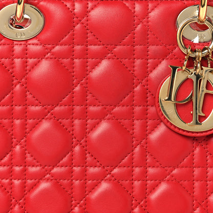 Christian Dior Lambskin Cannage Medium Lady Dior Red 8 of 14