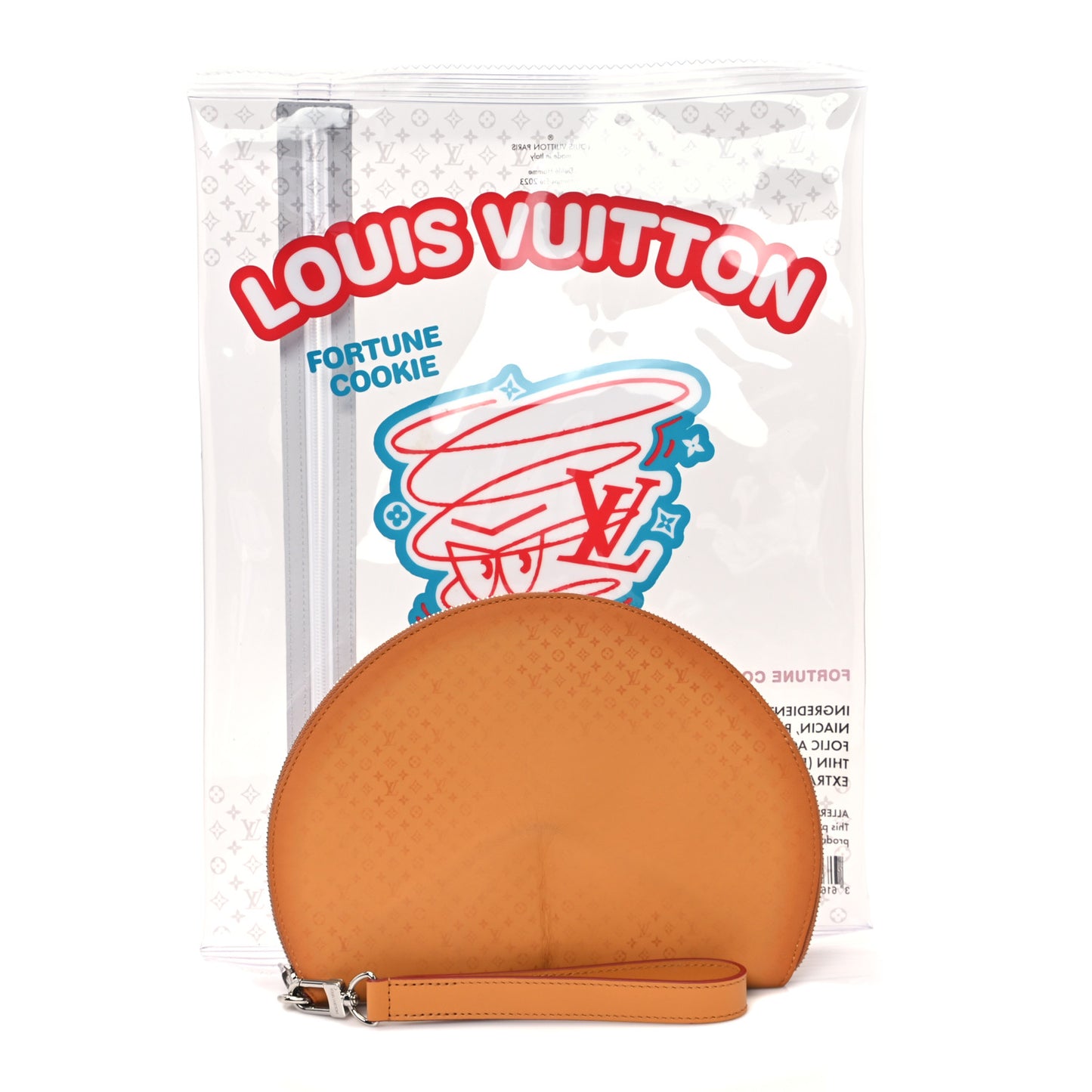 Calfskin Monogram Fortune Cookie Pouch Red