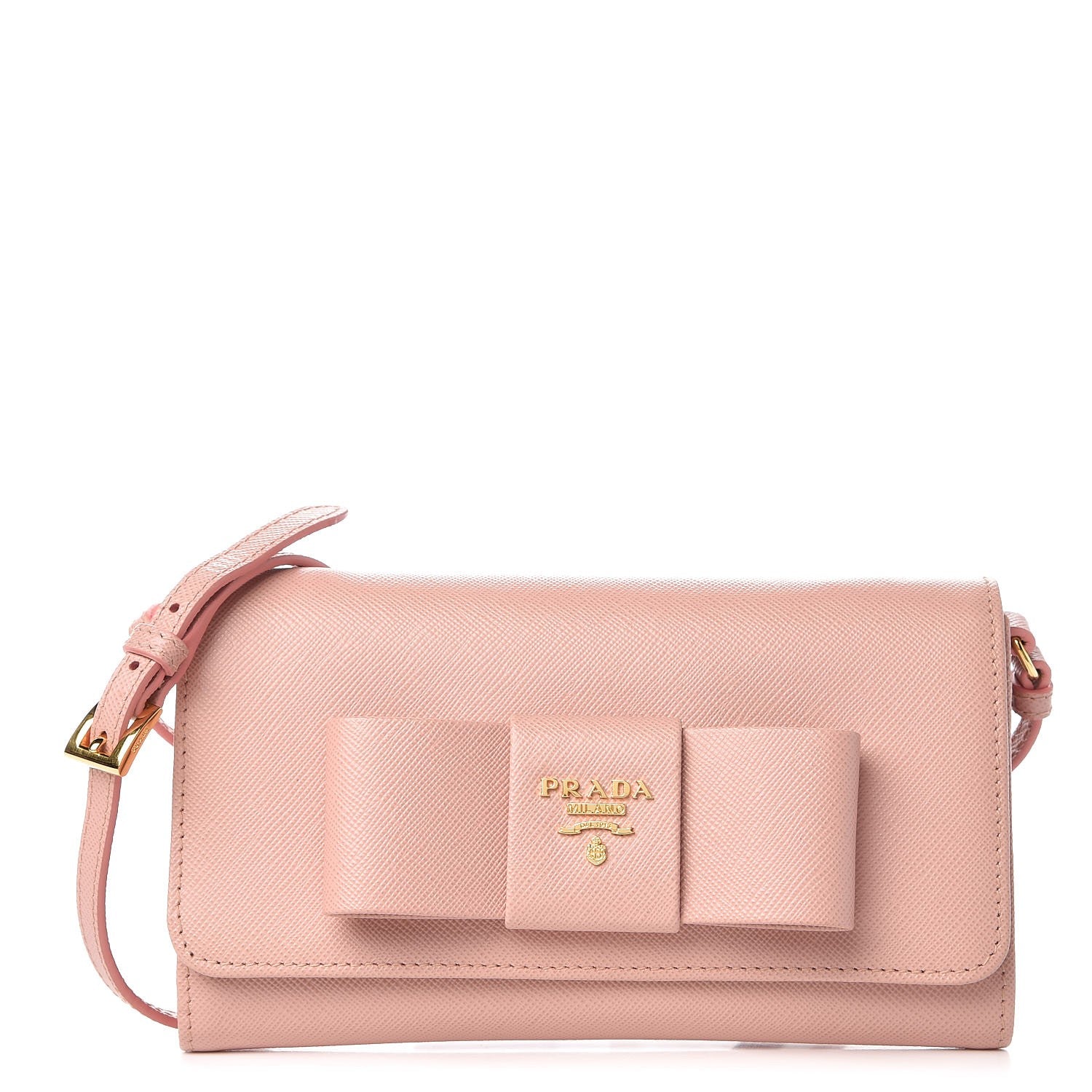 Prada Saffiano Fiocco Bow Flap Wallet Orchidea 1 of 8