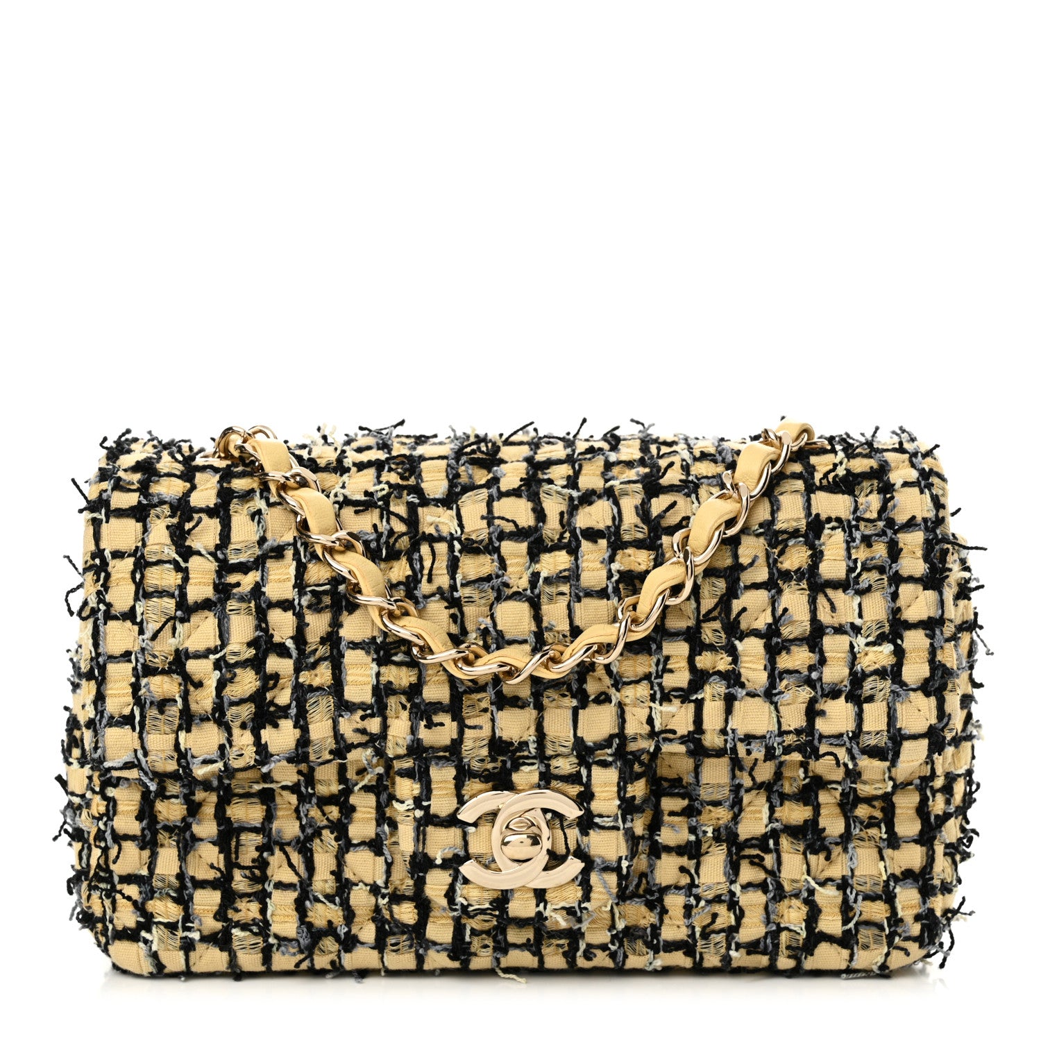 Chanel Tweed Quilted Mini Rectangular Flap Yellow Black 1 of 11