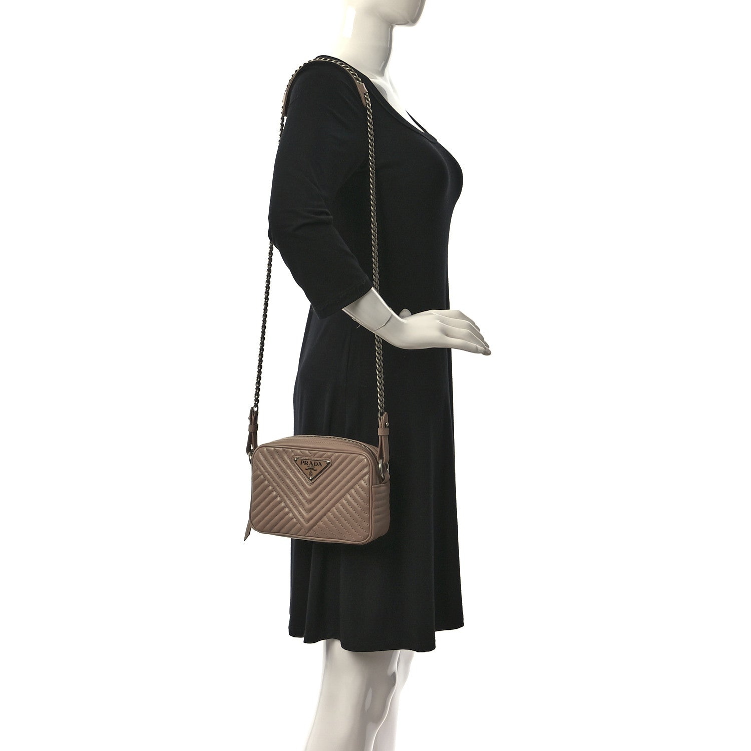 Prada Soft Calfskin Impunture Diagramme Camera Bag Cipria 2 of 8