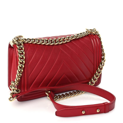 Chanel Lambskin Chevron Quilted Medium Boy Flap Red 4 of 18