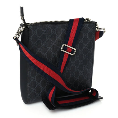Gucci GG Supreme Monogram Web Small Flat Messenger Bag  Black Grey 2 of 8