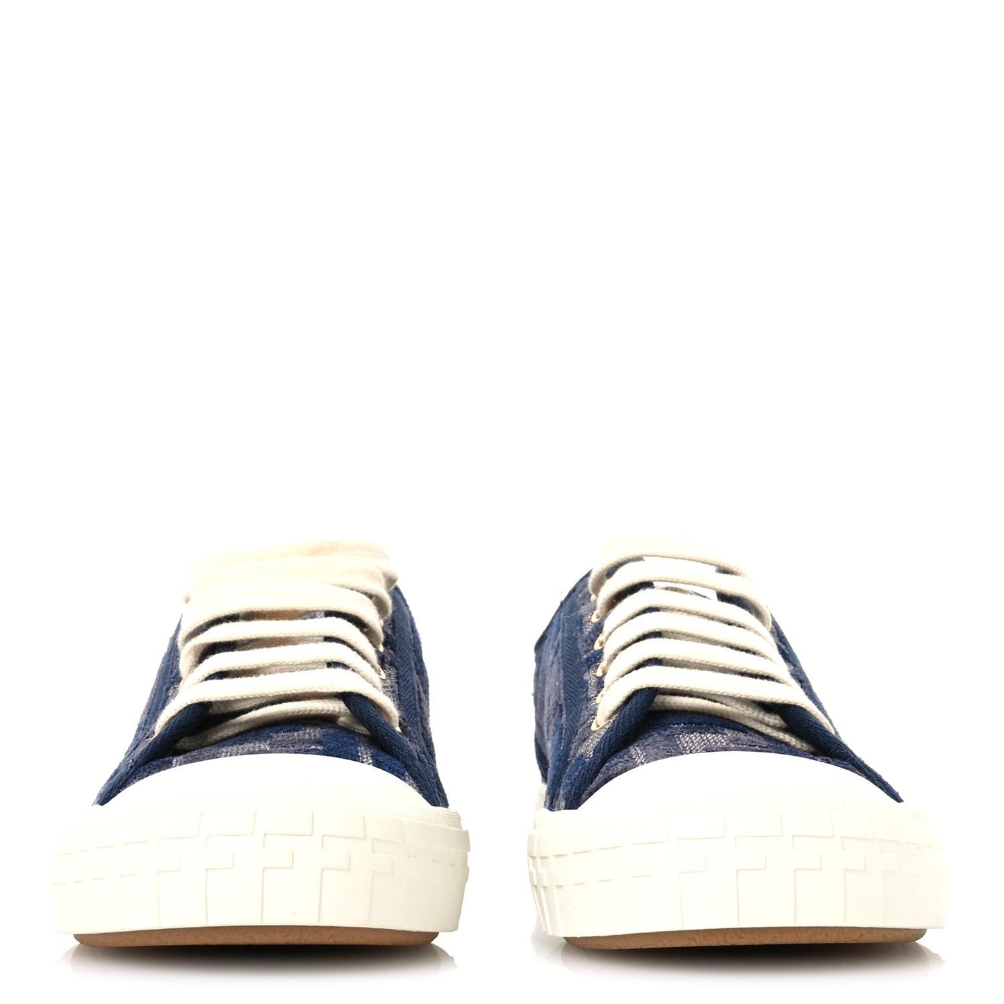 Chenille FF Embroidered Womens Domino Low Top Sneakers 36 Grigio Blue Notte