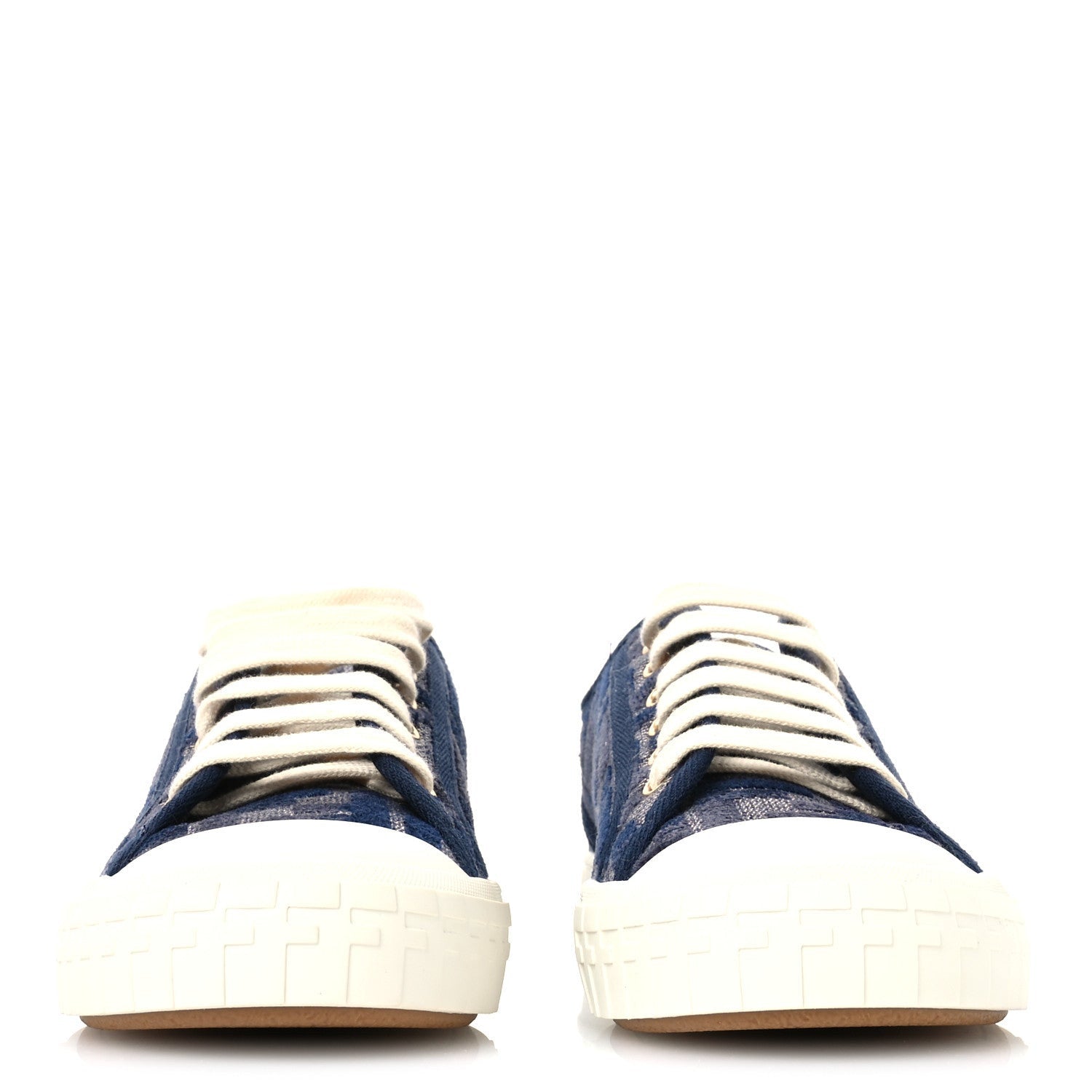 Fendi Chenille FF Embroidered Womens Domino Low Top Sneakers 36 Grigio Blue Notte 3 of 7