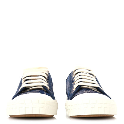 Fendi Chenille FF Embroidered Womens Domino Low Top Sneakers 36 Grigio Blue Notte 3 of 7