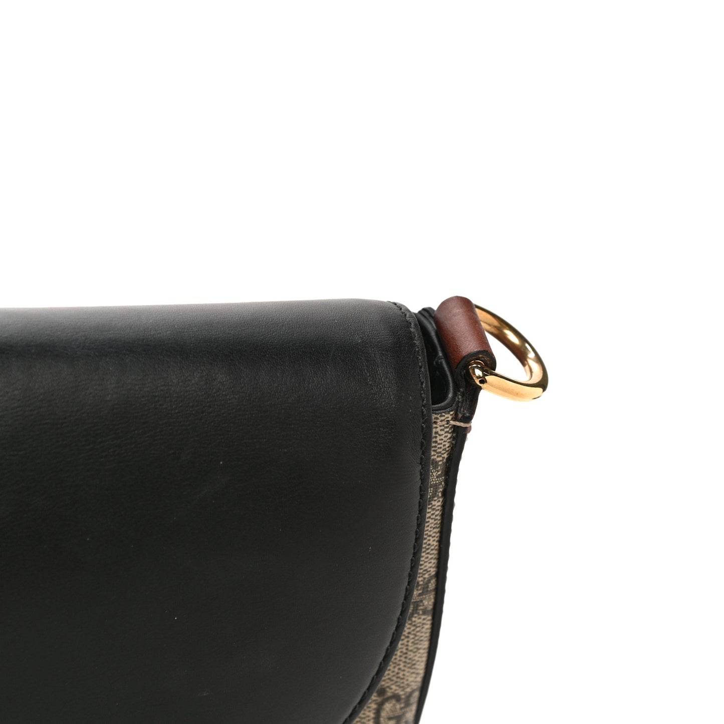 GG Supreme Monogram Web Medium Padlock Messenger Shoulder Bag Black