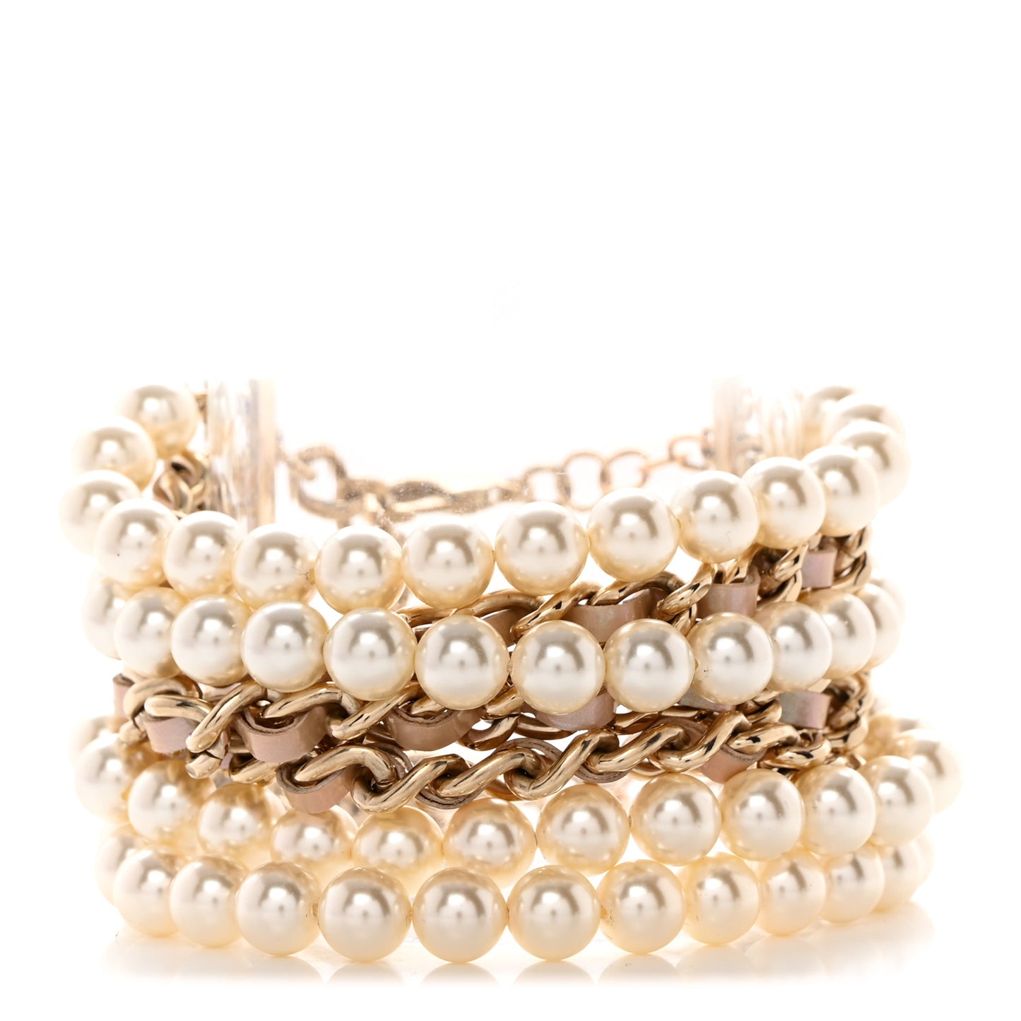 Lambskin Pearl Multistrand Bracelet White Beige