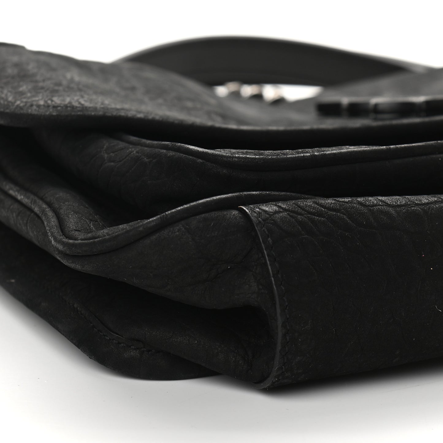 Nubuck Crocodile Embossed Monogram Medium Niki Chain Satchel Black