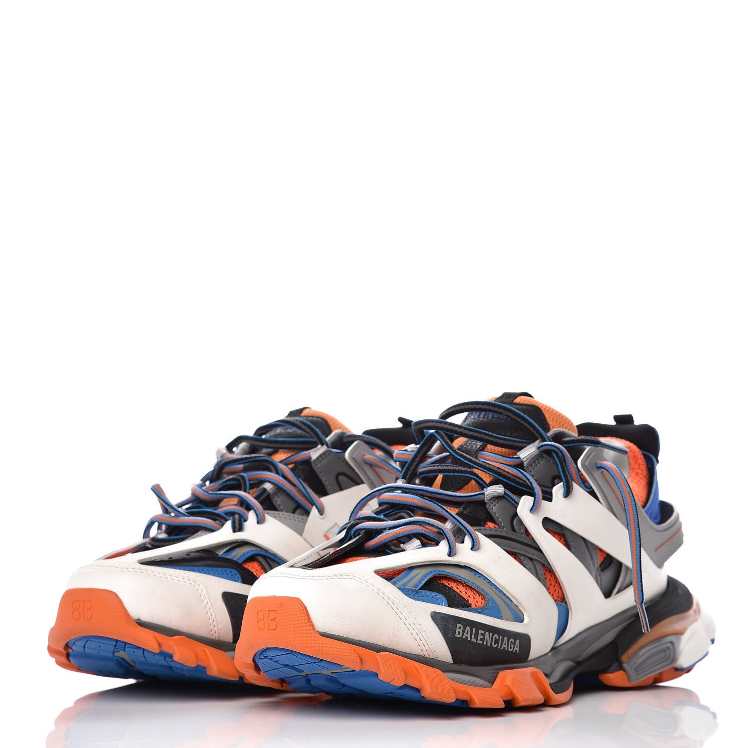 Balenciaga Mesh Nylon Mens Track Sneakers 43 Gris Orange White 2 of 9