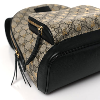 Gucci GG Supreme Monogram Bees Print Small Day Backpack Beige Oro Black 8 of 11