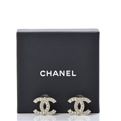 Chanel Pearl Crystal CC Earrings Silver 5 of 5