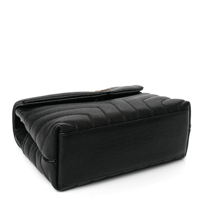 Saint Laurent Grain de Poudre Calfskin Y Quilted Monogram Small Loulou Chain Satchel Black 3 of 9