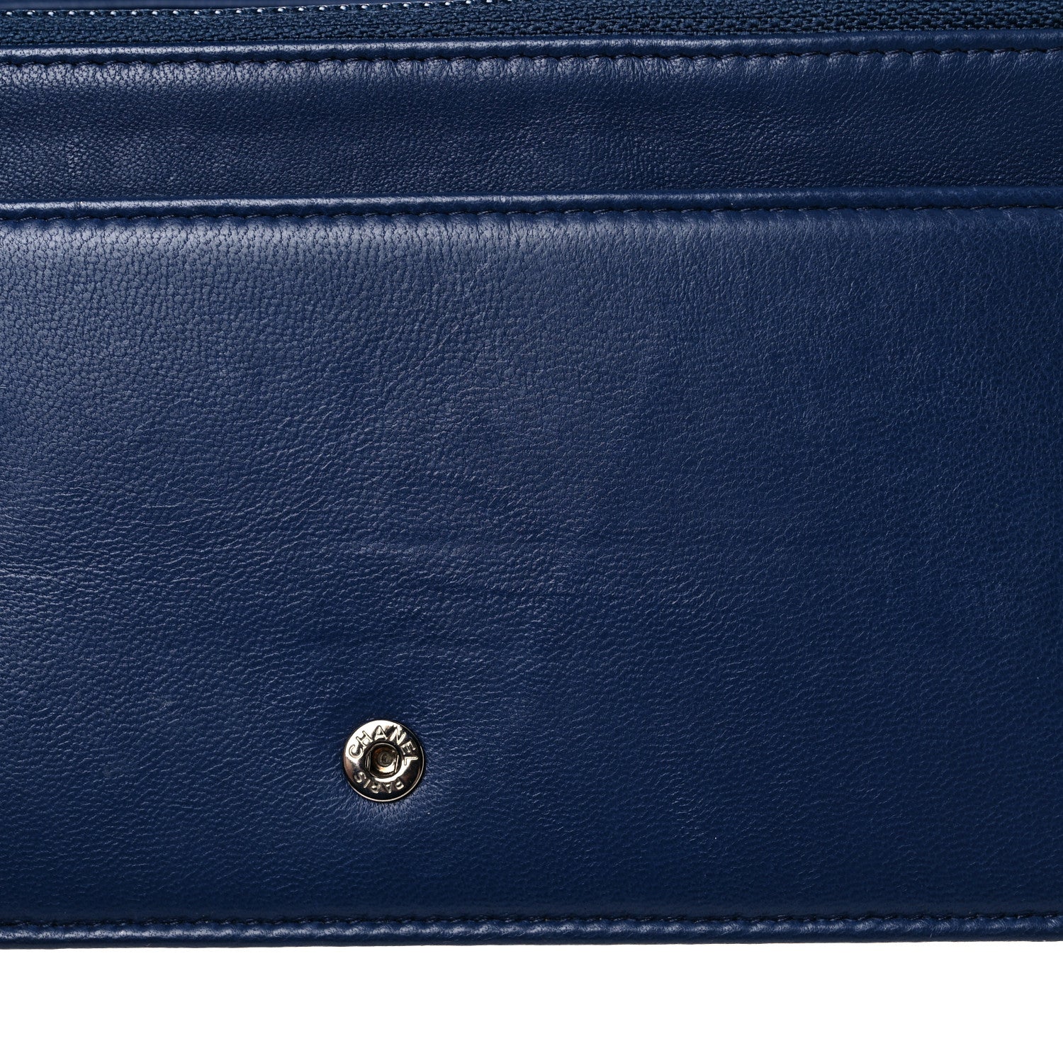 Chanel Lambskin Quilted CC Crossing Wallet On Chain WOC Blue 19 of 23