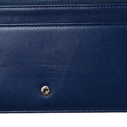Chanel Lambskin Quilted CC Crossing Wallet On Chain WOC Blue 19 of 23
