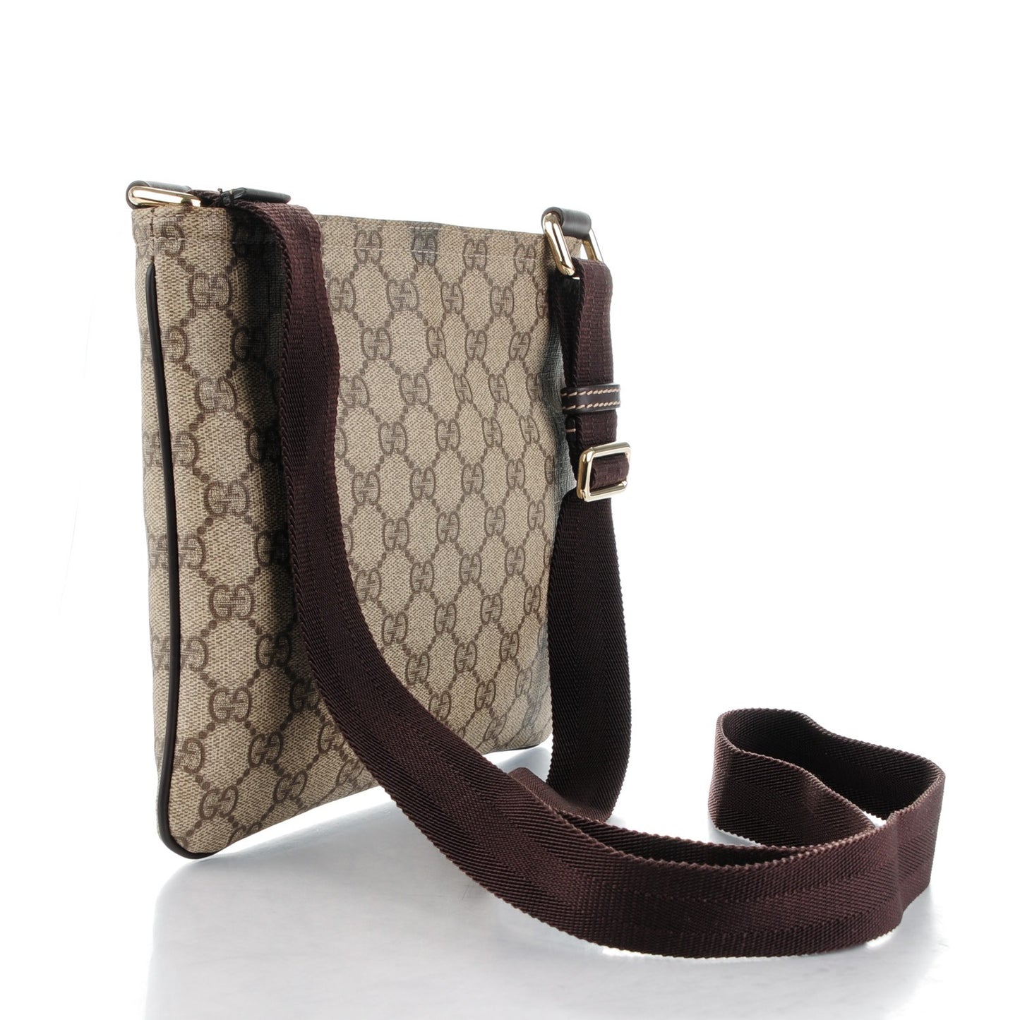 GG Supreme Monogram Small Flat Messenger Bag Dark Brown