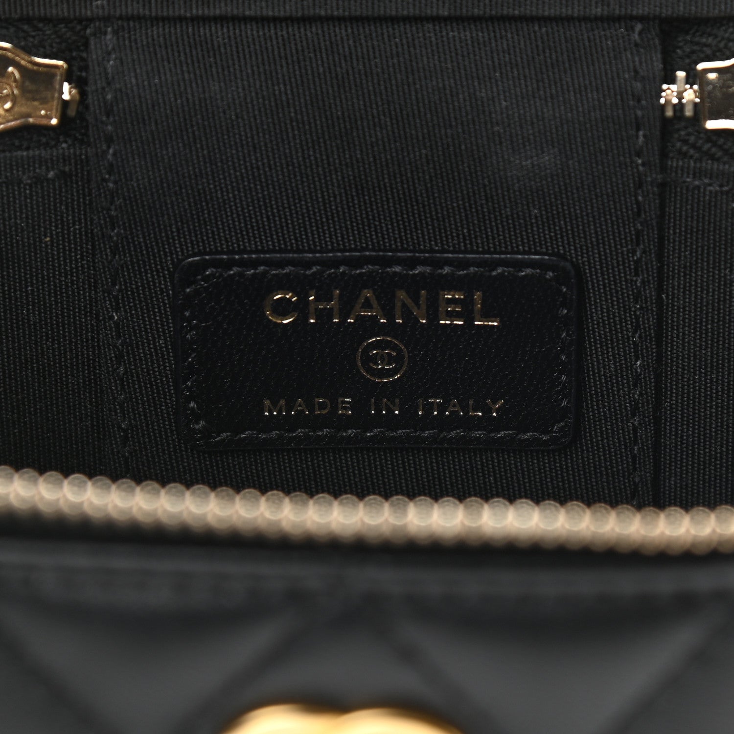 Chanel Lambskin Quilted Top Handle Mini Vanity Case With Chain Black 6 of 11