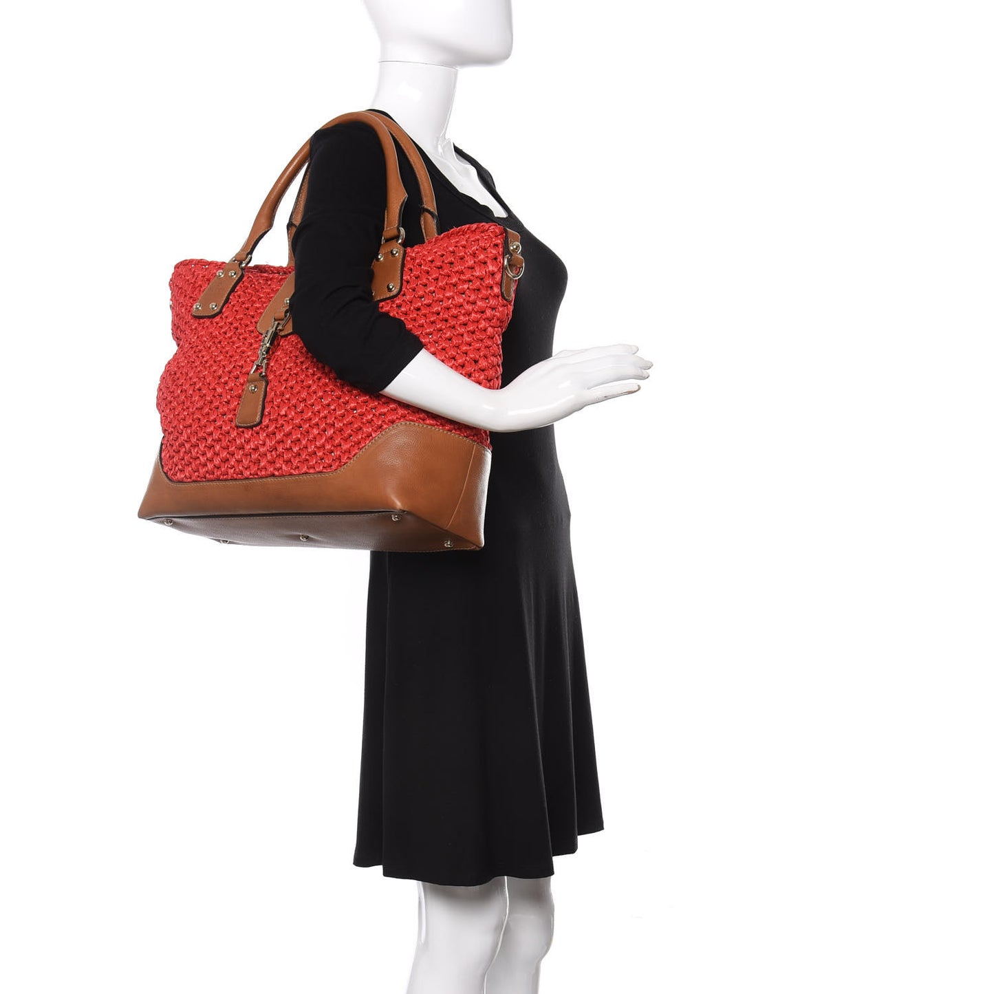 Raffia Large Santa Monica Tote Red