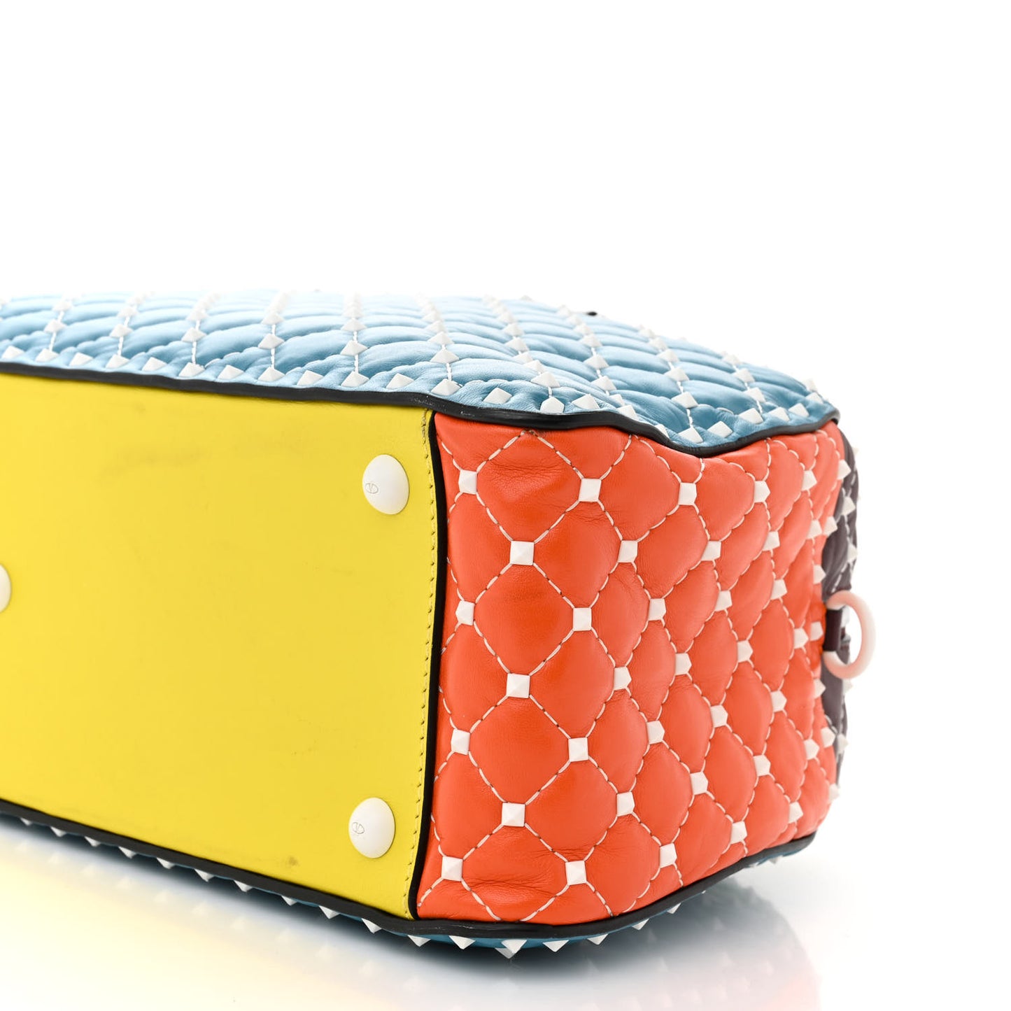 Lambskin Free Rockstud Spike Bowling Bag Multicolor