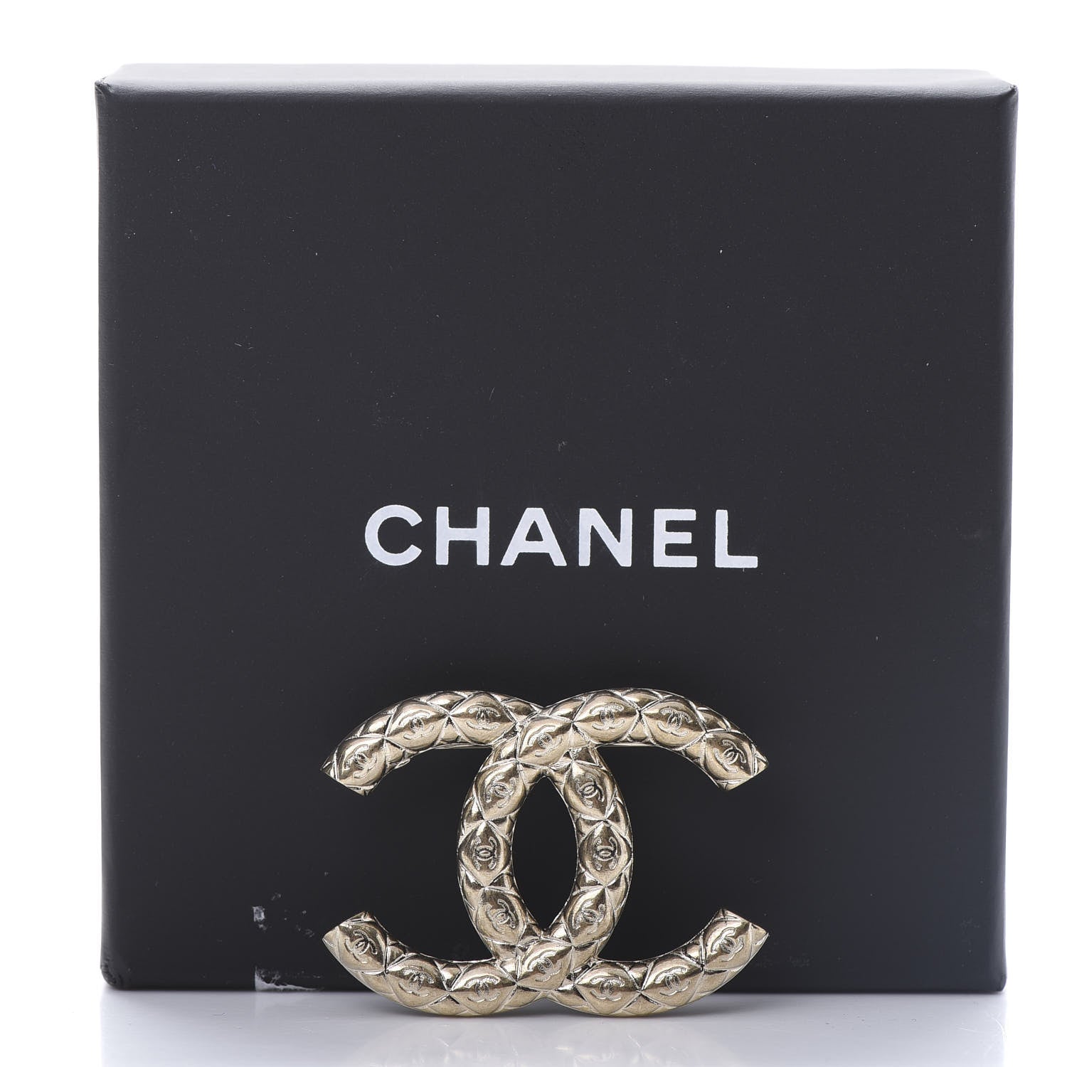 Chanel Metal CC Diamond Quilted Brooch Light Gold 5 of 5